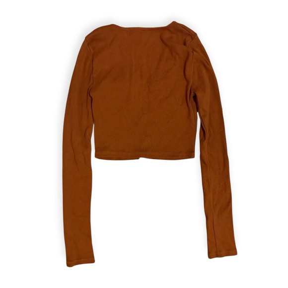 Free People Key To My Heart Scrunch Ring Long Sleeve Crop Top Orange Y2K Size S - Picture 3 of 8